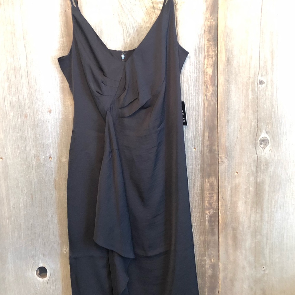 Express Ruffle Twist Front Slip Dress in Black Size Small